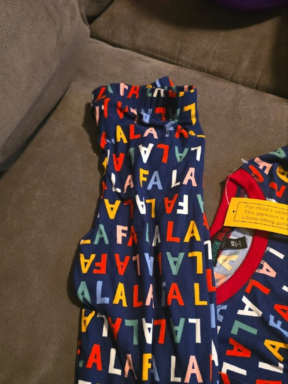 Derek Heart Navy Pajama Set with Multicolor 'FALA' Letter Print
